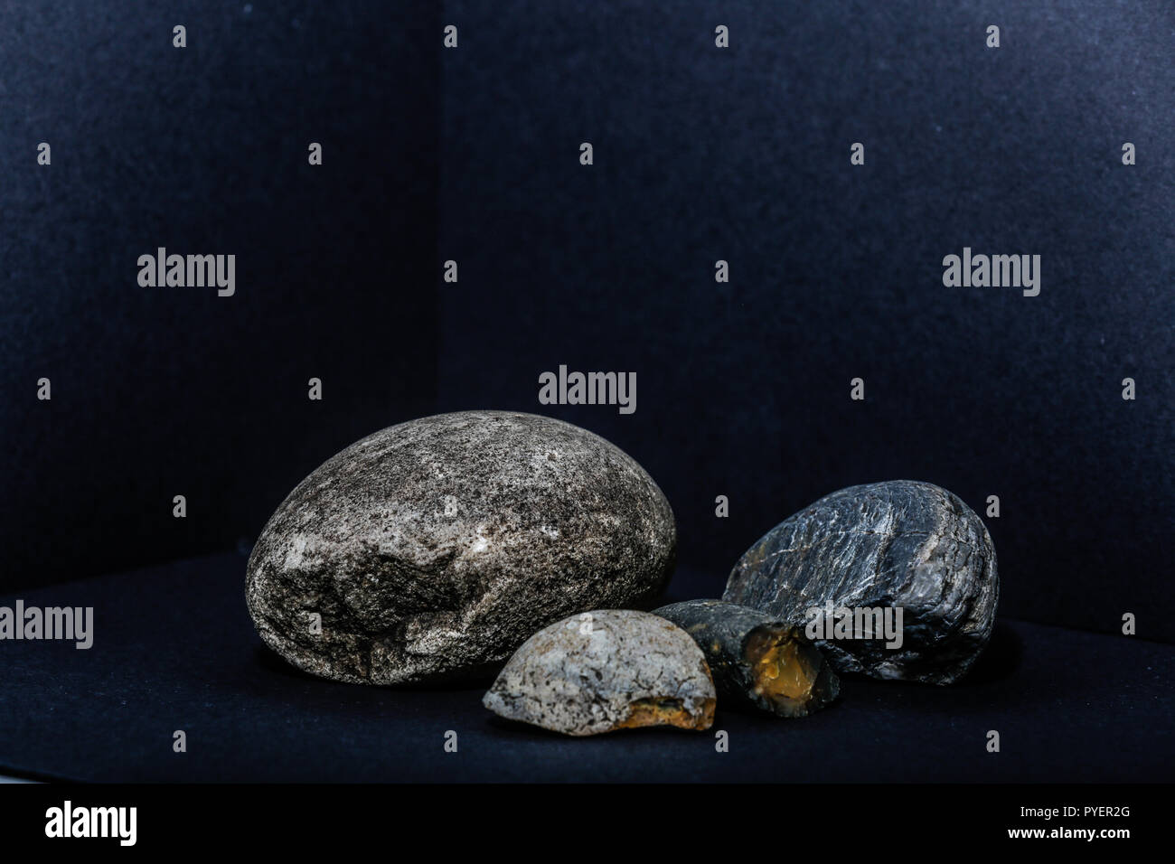 A pebble is a clast of rock with a particle size of 2 to 64 millimetres based on the Krumbein phi scale of sedimentology Stock Photo