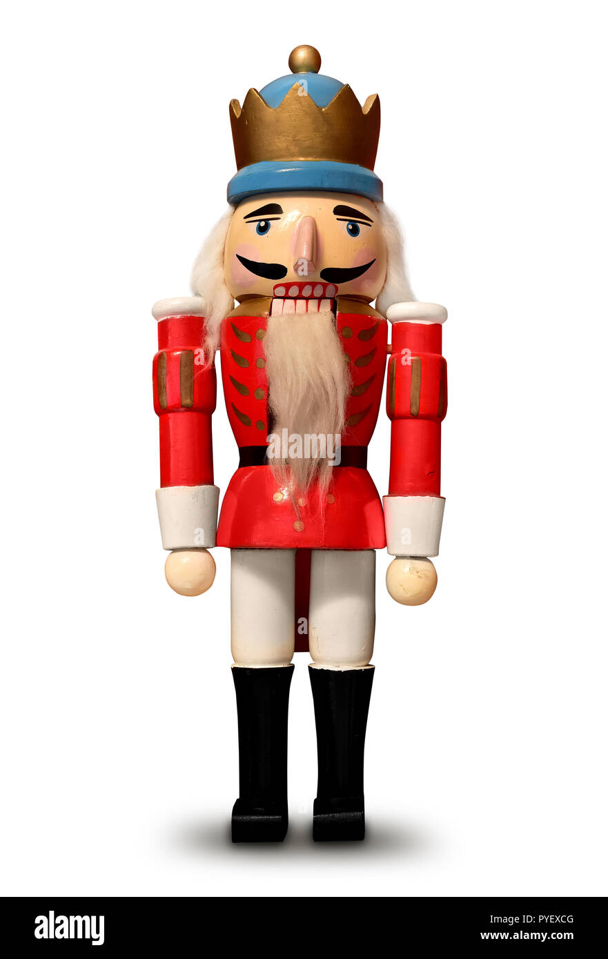 old antique german nutcracker red toy christmas Stock Photo