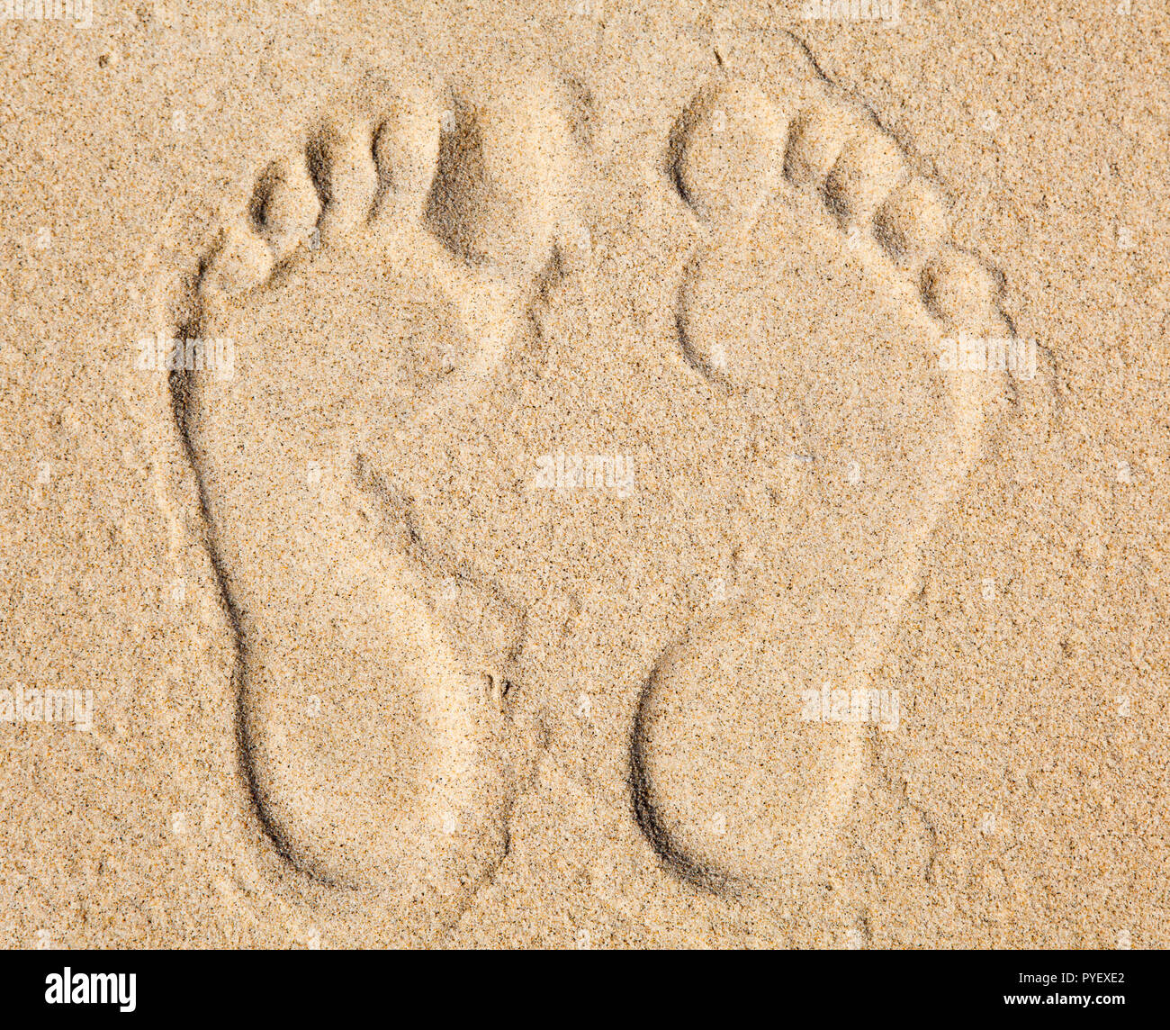 Two Footprints in sand at the Beach Stock Photo - Alamy