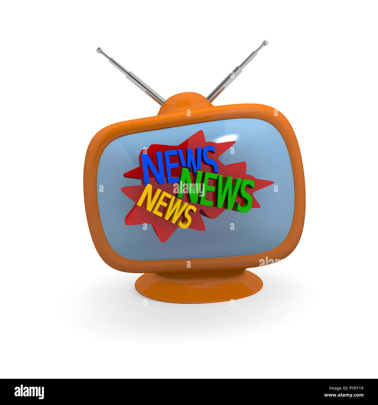 News, News, News on an orange retro television, conceptual 3d rendering