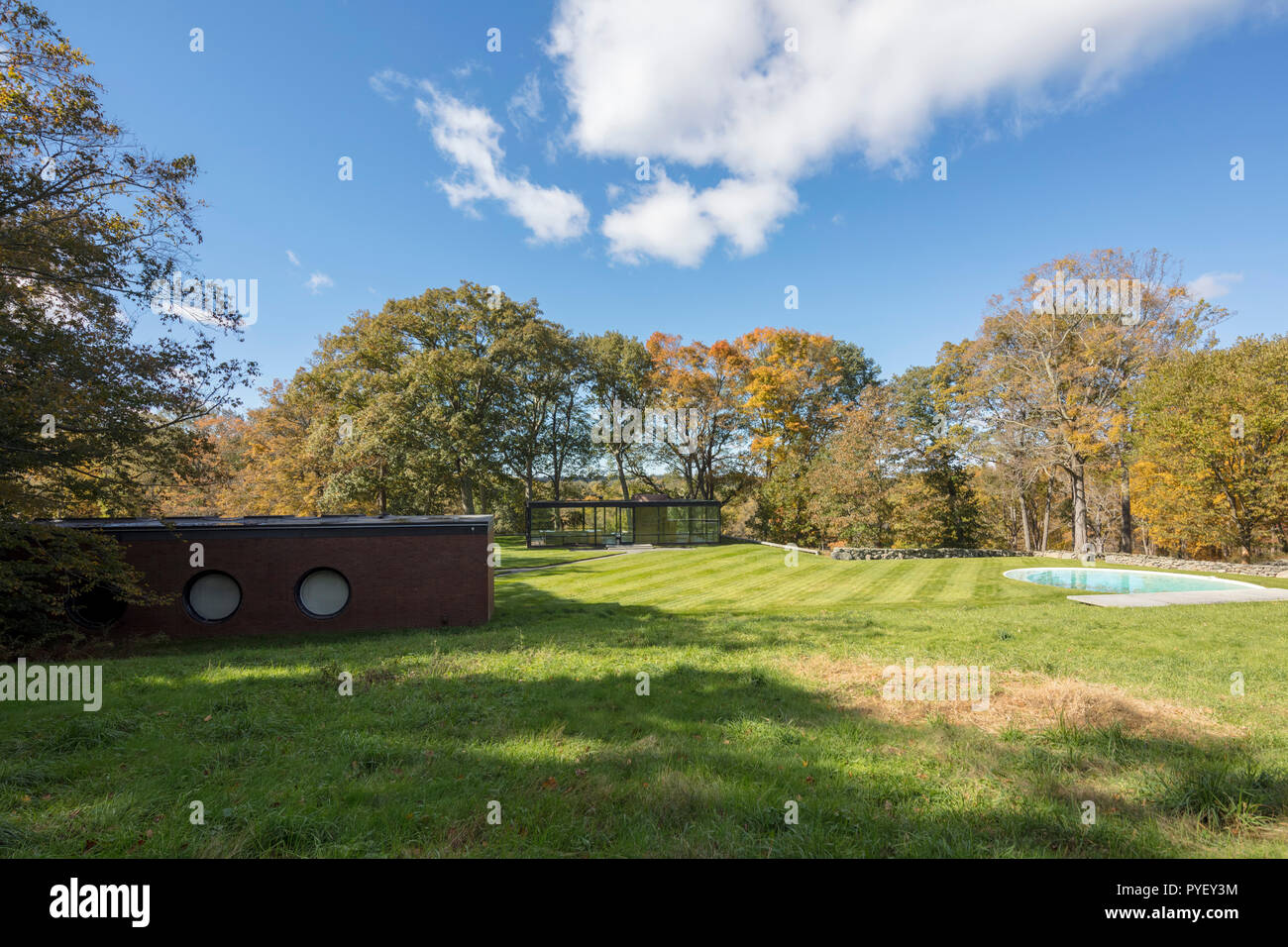 The Glass and Brick House, or Johnson house, built in 1949, is now a