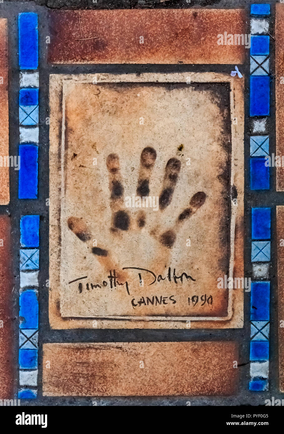 Cannes, France October 18, 2013 Hand print of Timothy Dalton on the