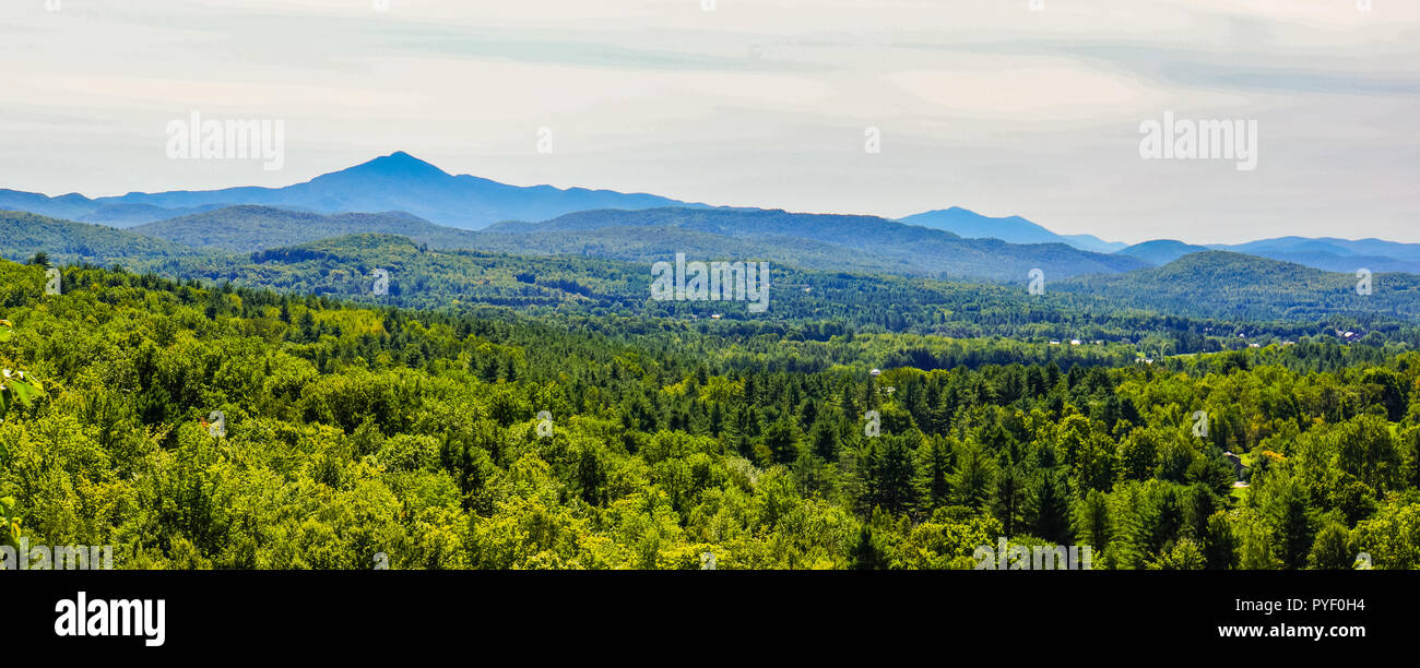 banner of view of Camels Hump Mountain in late summer, Green Mountains of Vermont Stock Photo