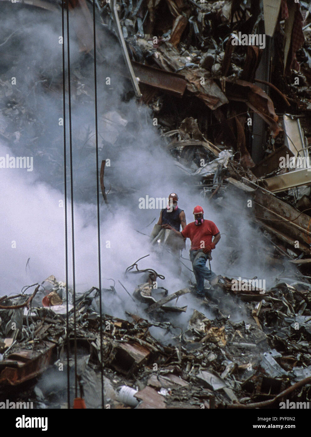 Sep 24, 2001 - Ground Zero, following the 9-11 Terrorist Attacks at the World Trade Center. Photo by Gary Ell Stock Photo