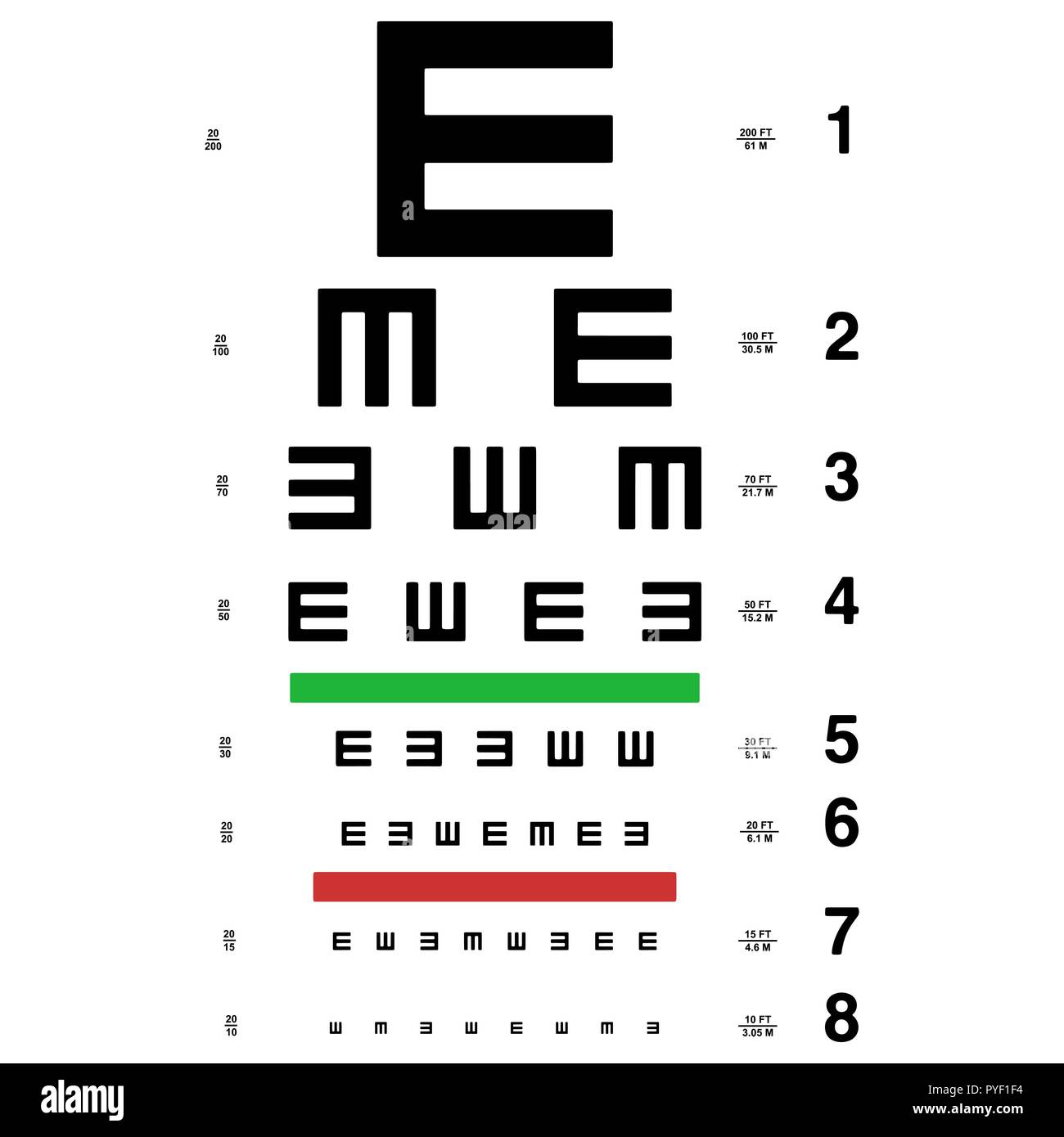 Eye chart for visual check Stock Photo - Alamy
