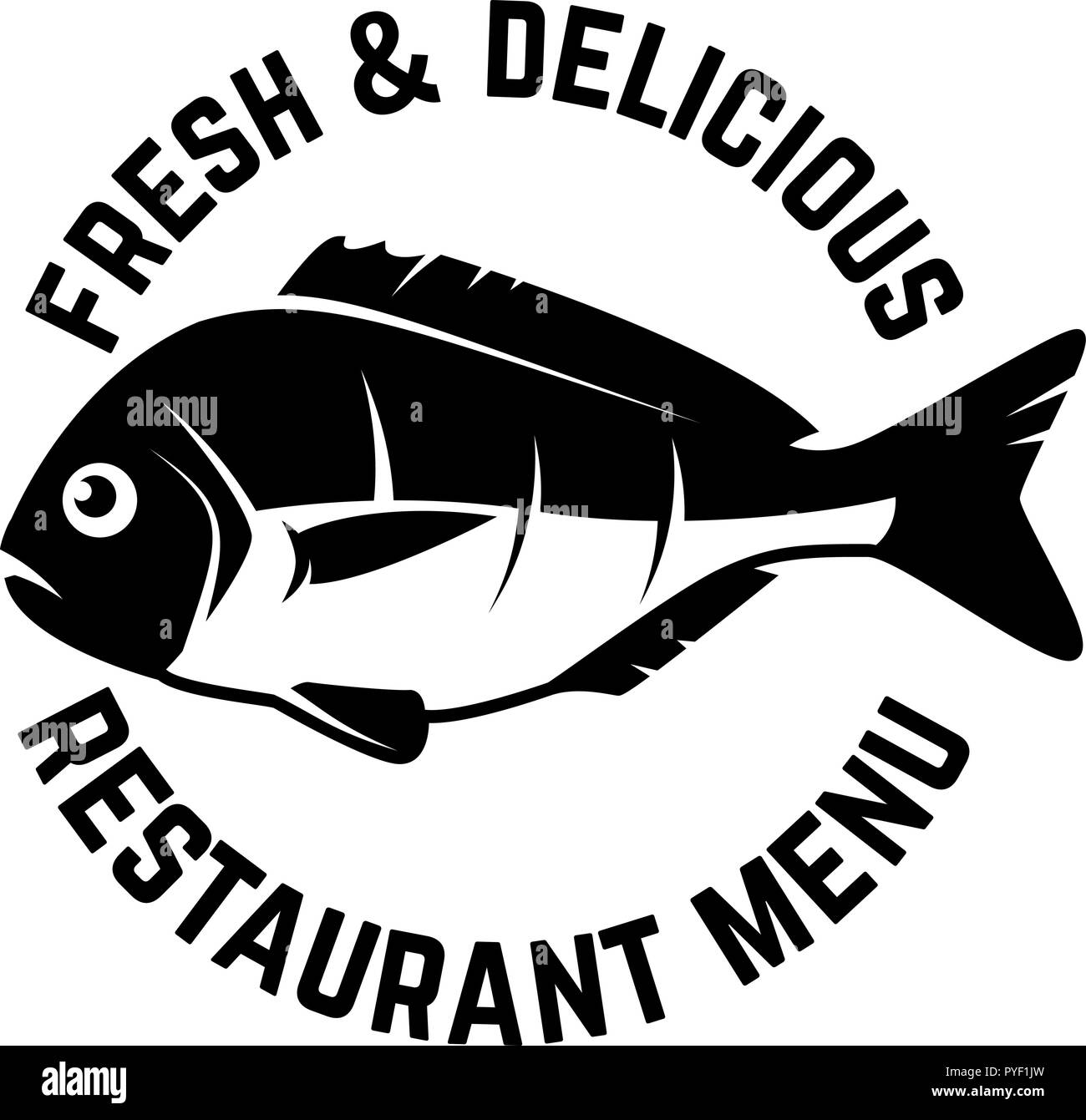 Fresh seafood. Emblem template with fish illustration. Design element