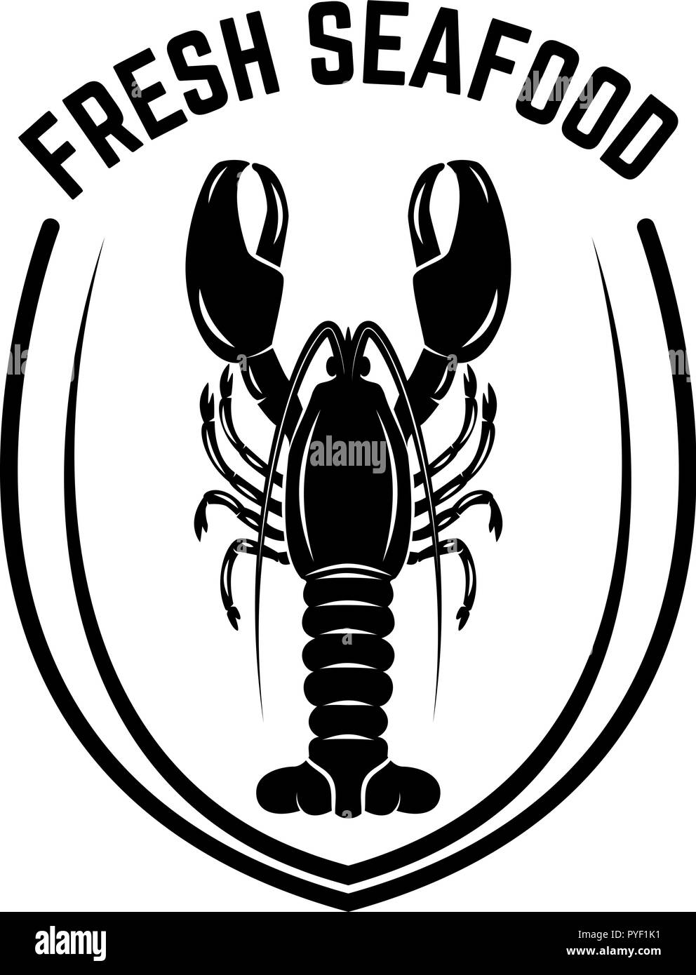Fresh seafood. Emblem template with lobster. Design element for logo