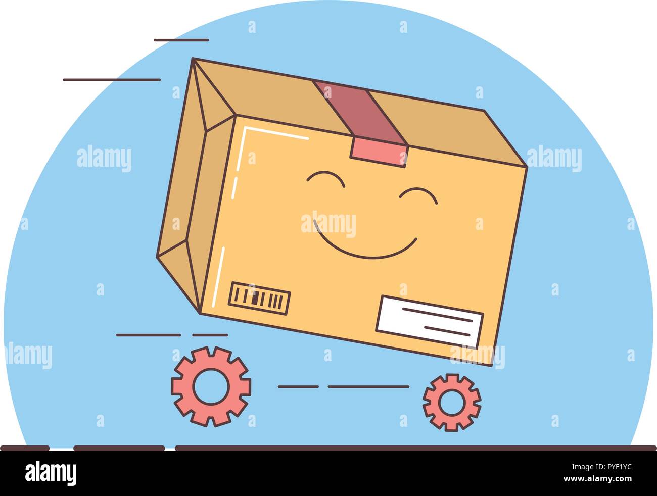 Gift delivery, Packed box racing forward, Vector Stock Vector