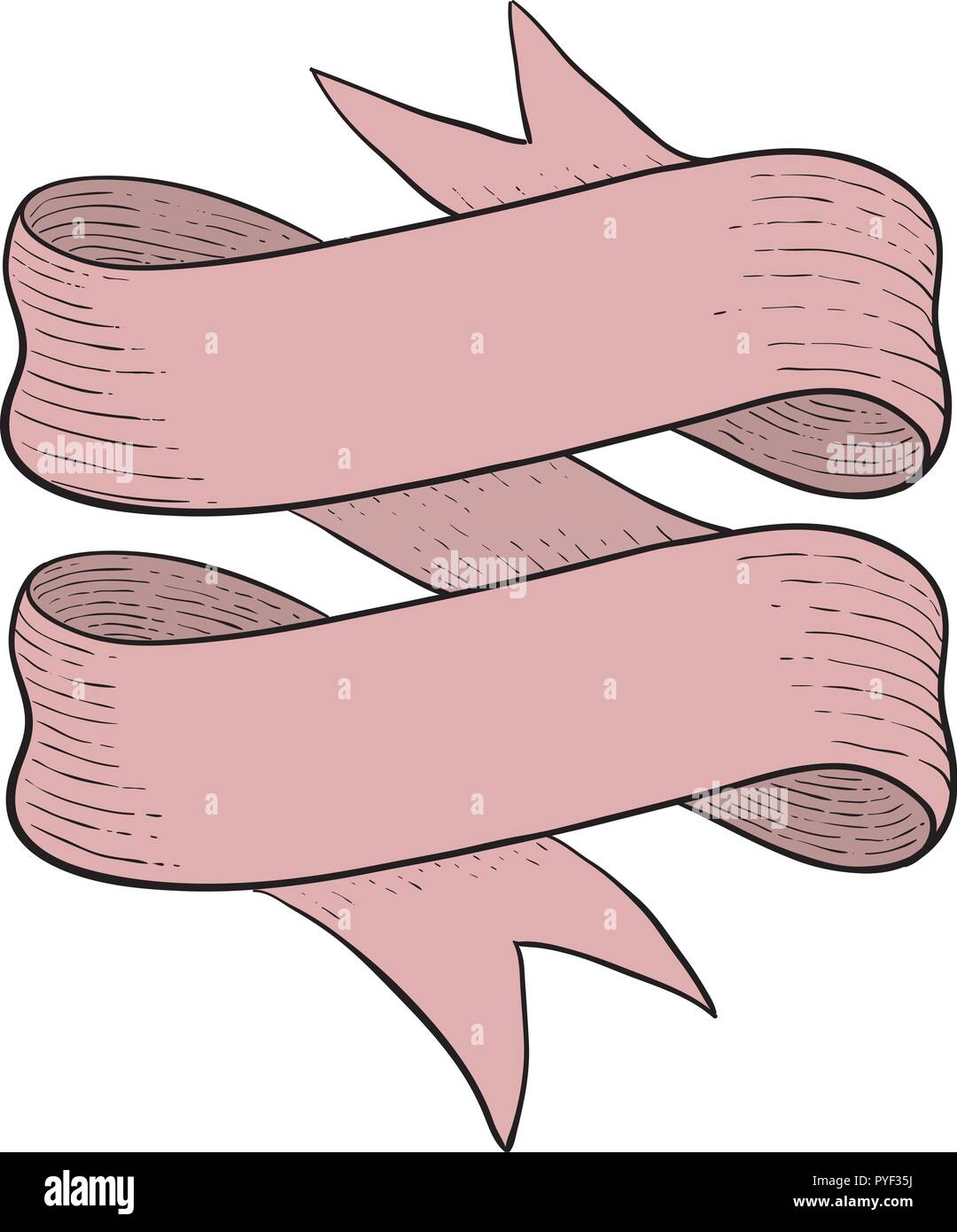 Ribbon scroll. Hand drawn sketch Stock Vector