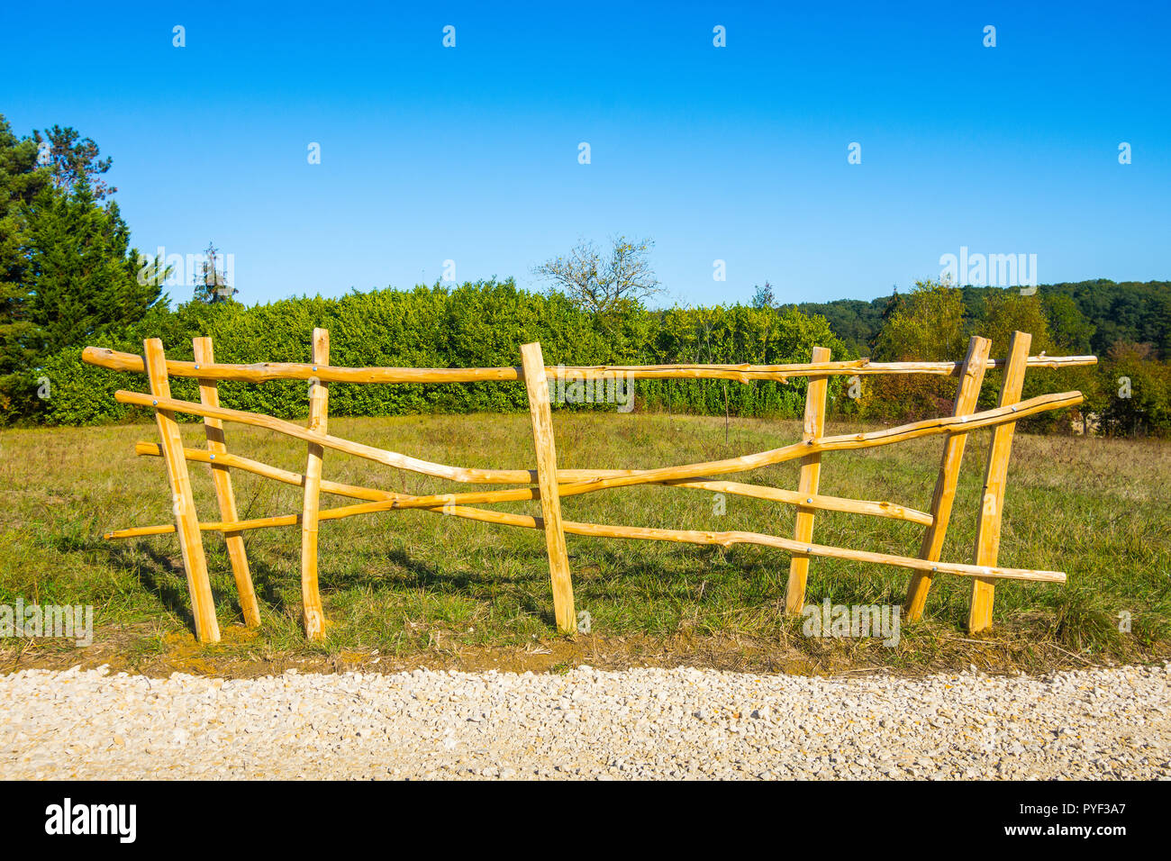 New rustic fencing - France. Stock Photo