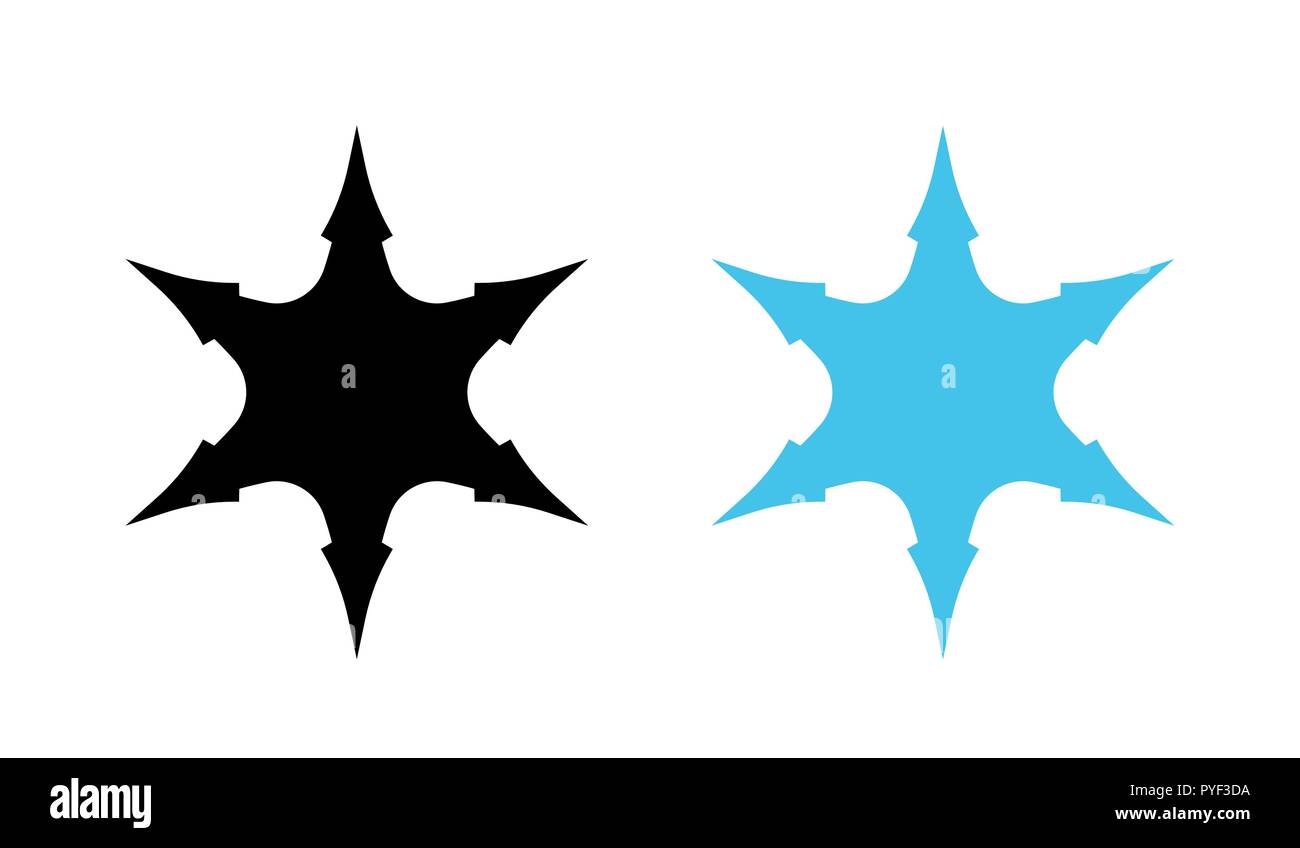Vector silhouettes of Snowflakes in blue and black colors. Stock Vector