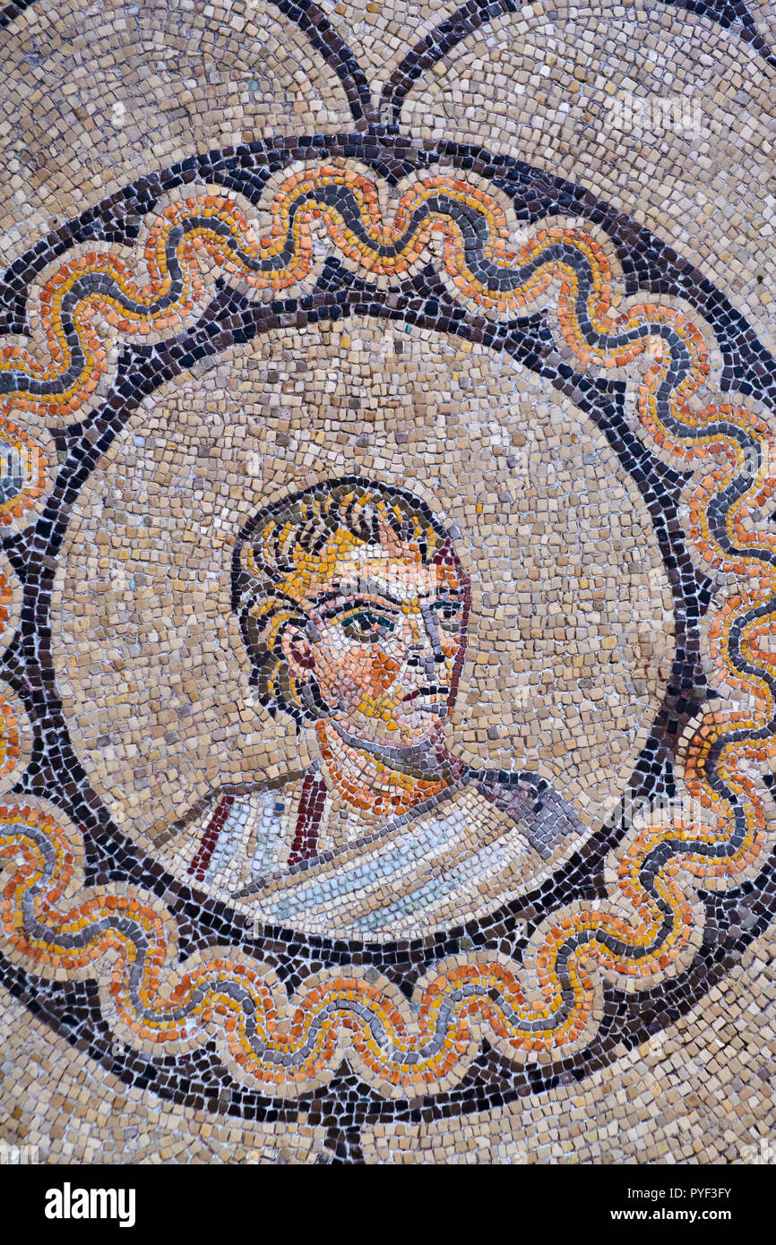 Italy, Friuli Venezia Aquilee, Aquileia, Patriarchal Basilica of Santa Maria Assunta, mosaic from 4th century Stock Photo