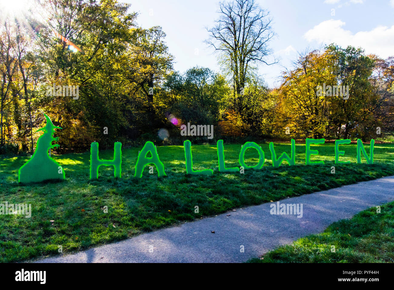 large-outdoor-halloween-sign-stock-photo-alamy