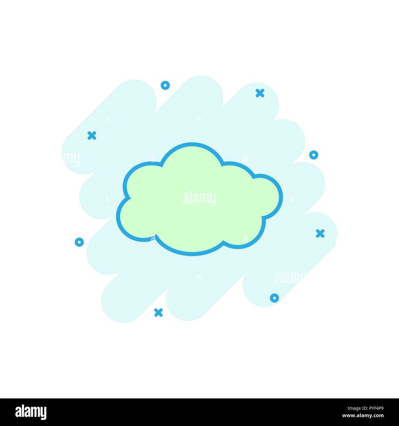 Vector cartoon cloud sky icon in comic style. Air bubble sign ...