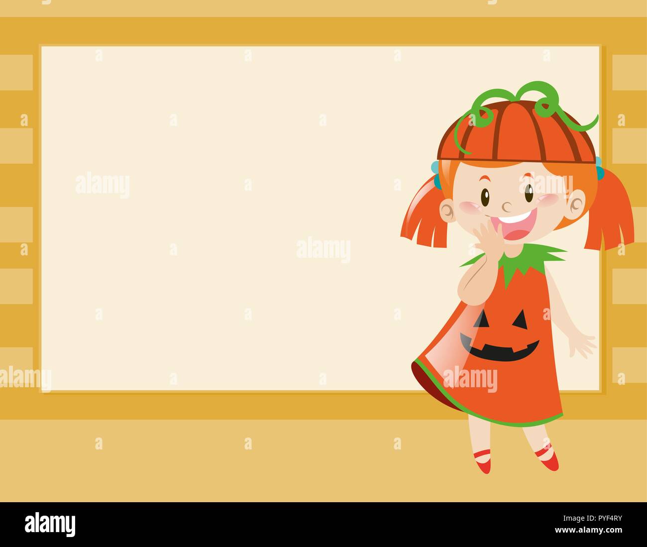 Border design with girl in pumpkin costume illustration Stock Vector Image  & Art - Alamy