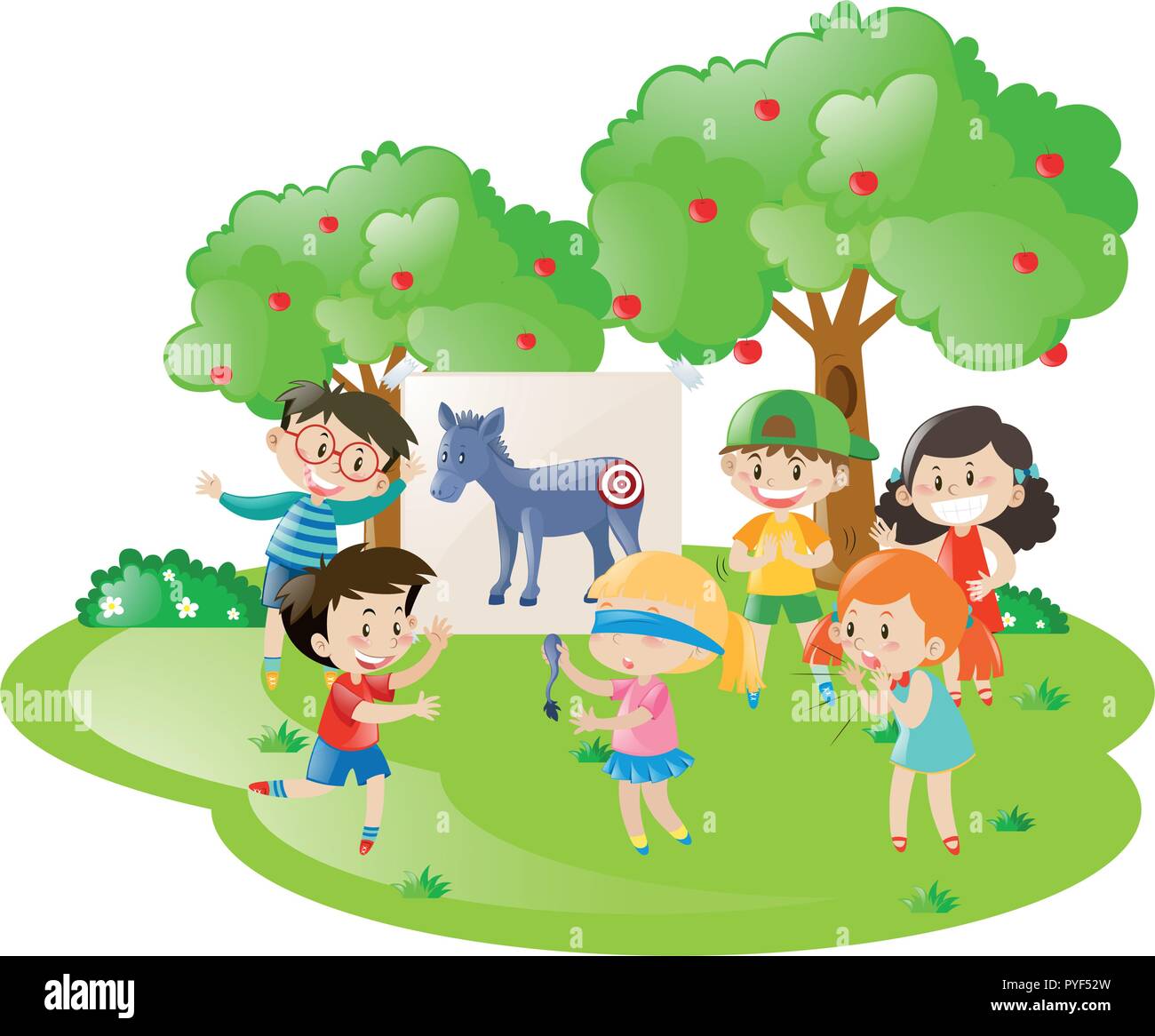 Children playing game in the park illustration Stock Vector Image & Art ...
