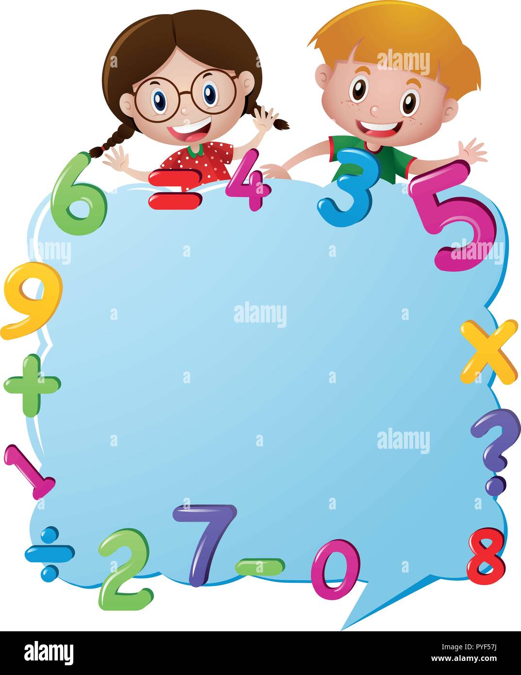 Border template with kids and numbers illustration Stock Vector Image