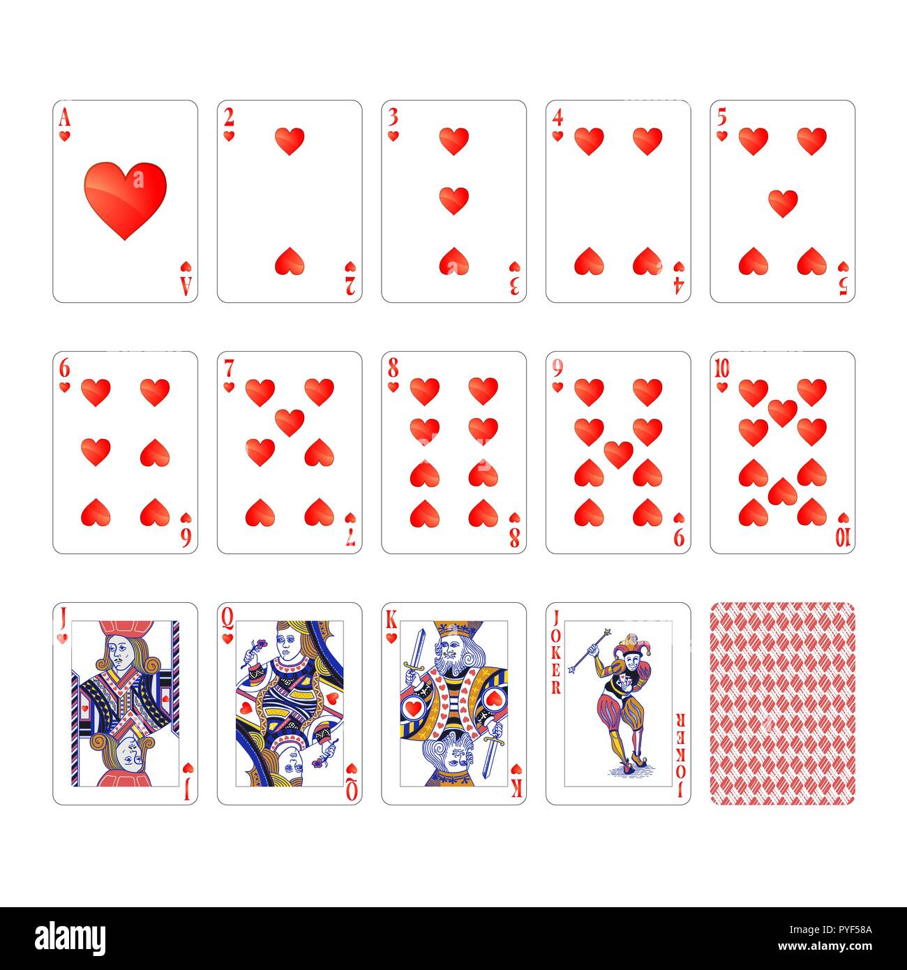 Heart Suit Playing Cards Full Set, Include King Queen Jack And Ace Of Heart  Royalty Free SVG, Cliparts, Vectors, and Stock Illustration. Image 44293170.