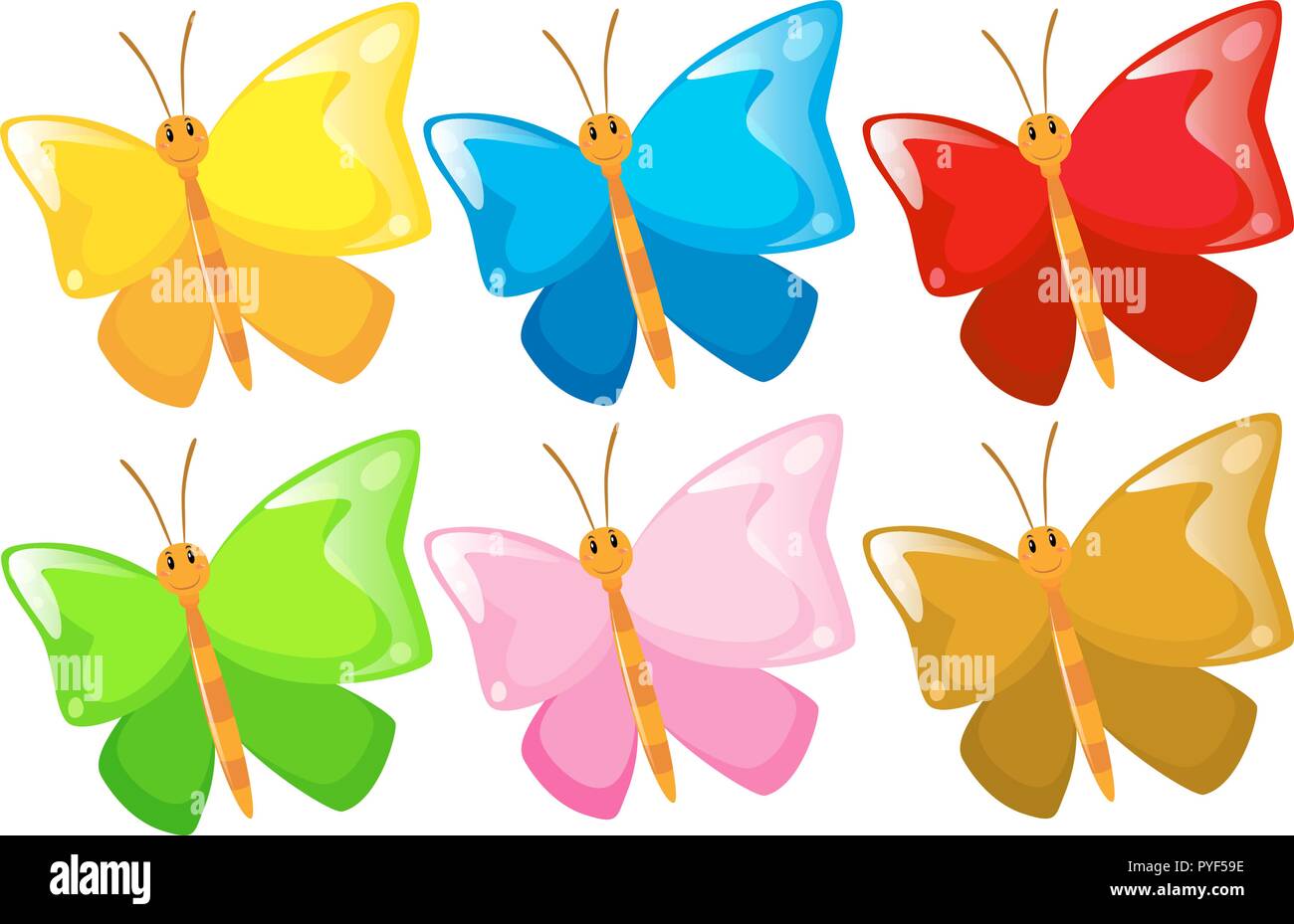 Wild butterfly with different color wings illustration Stock Vector