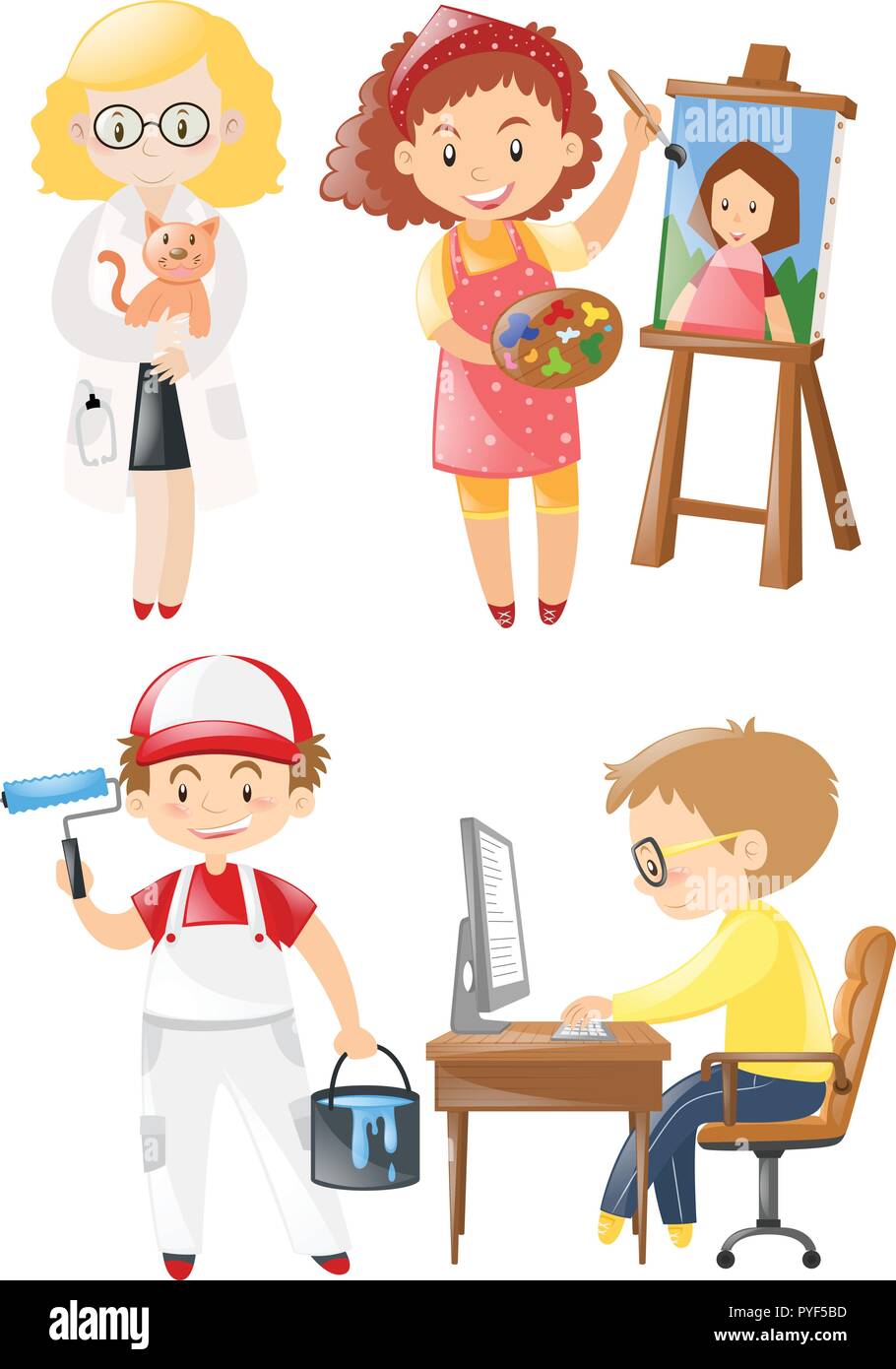 People doing different jobs illustration Stock Vector