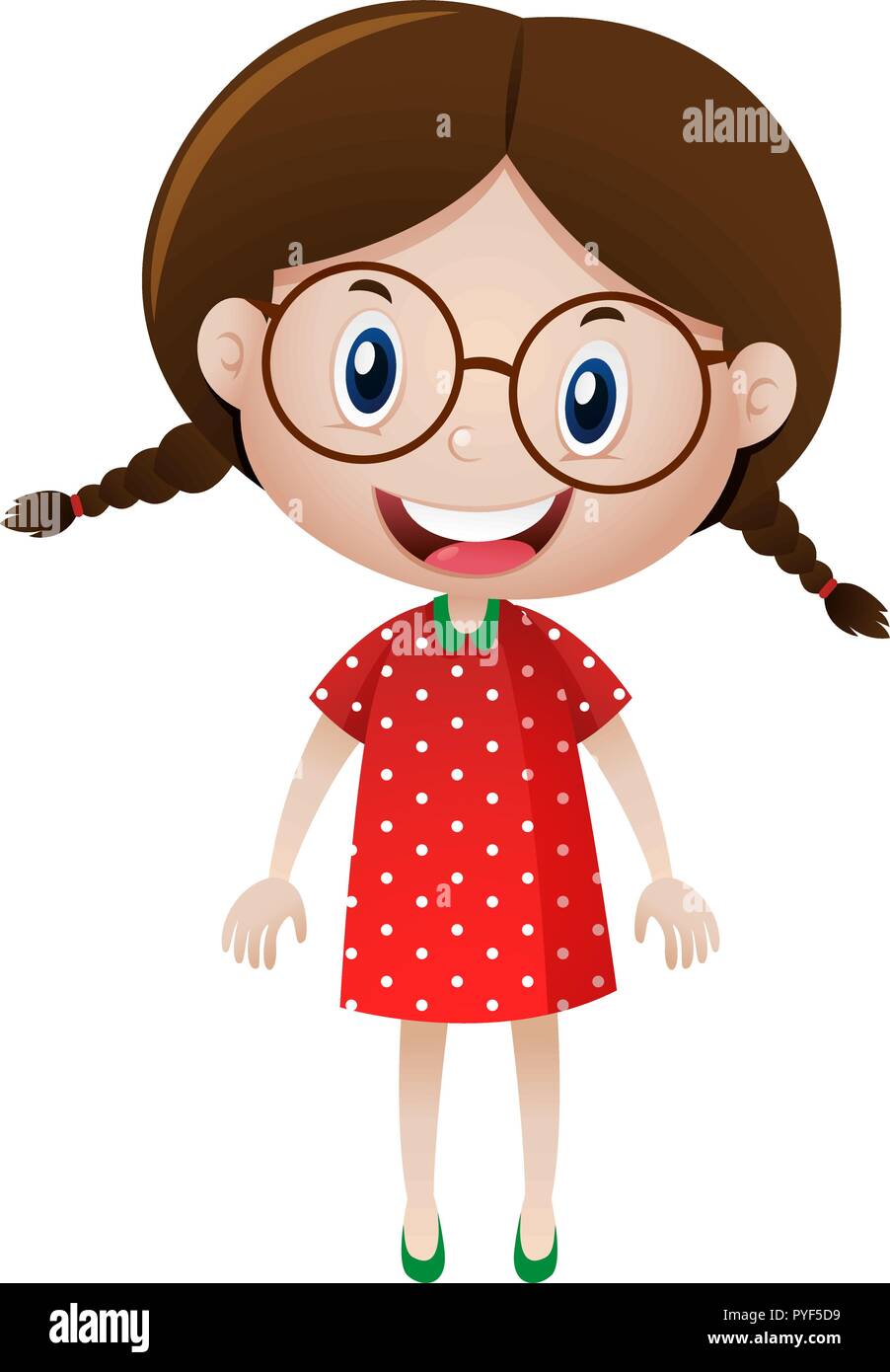 Little girl wearing glasses illustration Stock Vector