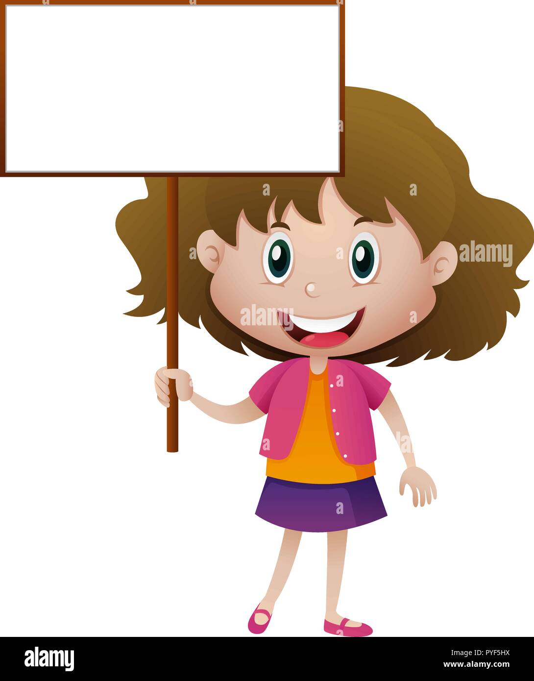 Little girl holding white sign illustration Stock Vector Image & Art ...