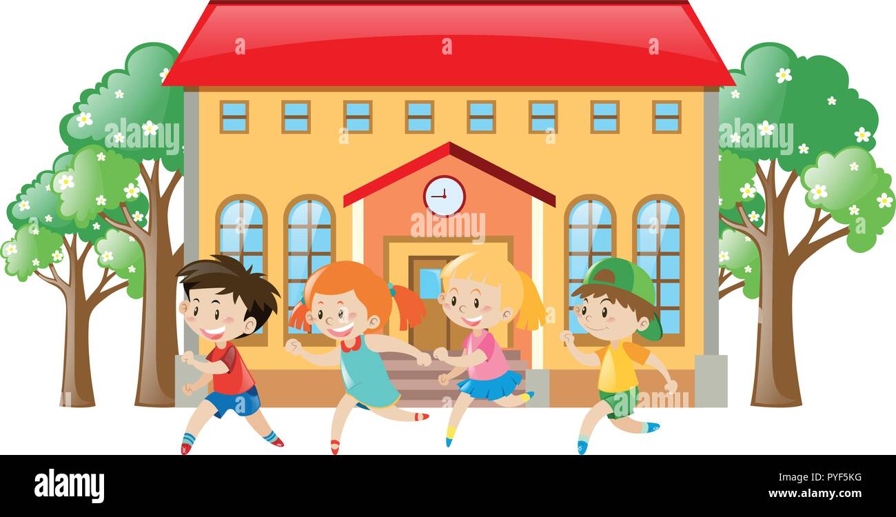 Illustration boy running in front Stock Vector Images Alamy