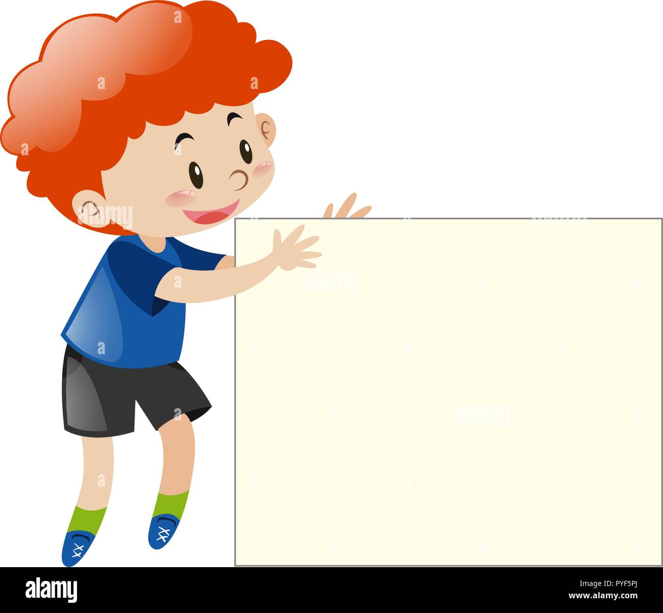 Red hair boy holding blank paper illustration Stock Vector Image & Art ...