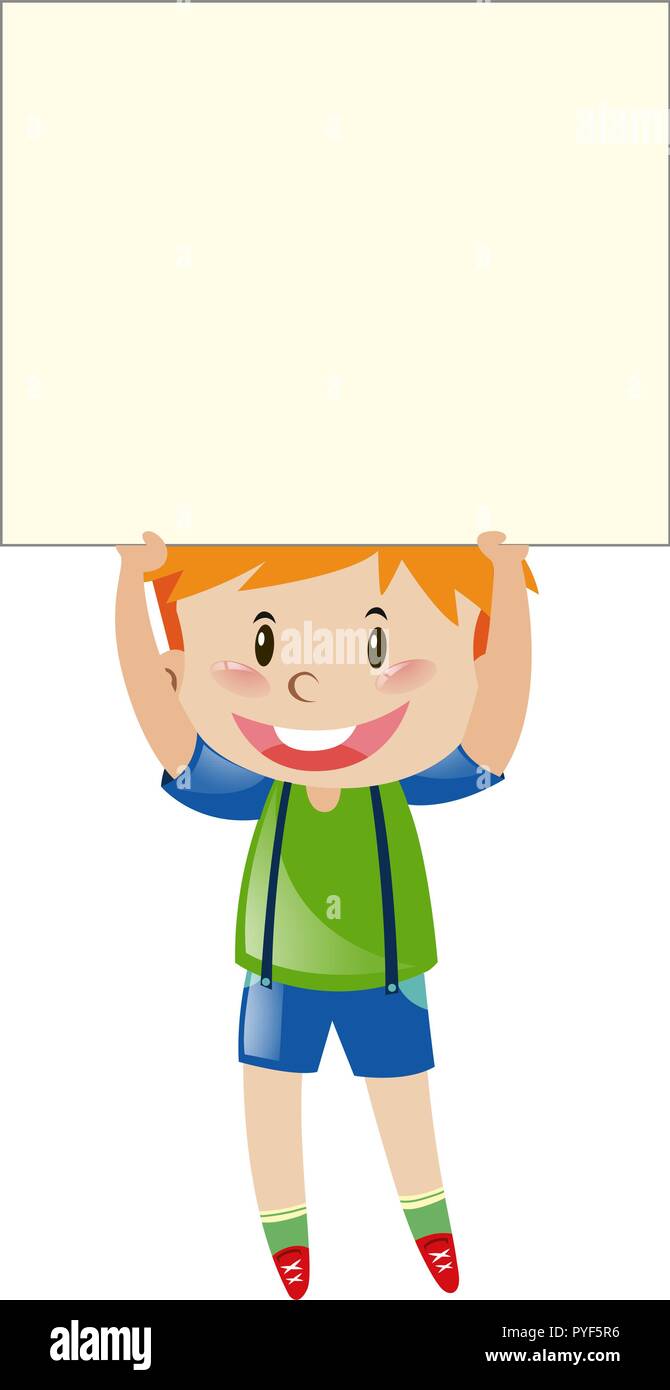 Happy boy holding blank paper illustration Stock Vector Image & Art - Alamy