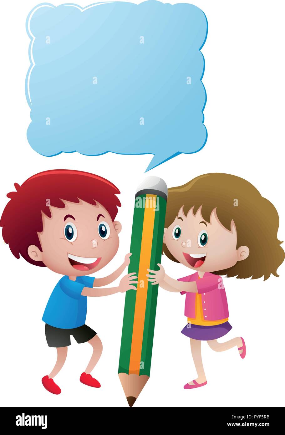 Boy and girl with speech bubble illustration Stock Vector Image & Art ...