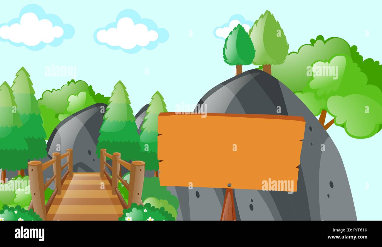 Scene with bridge in park illustration Stock Vector Image & Art - Alamy