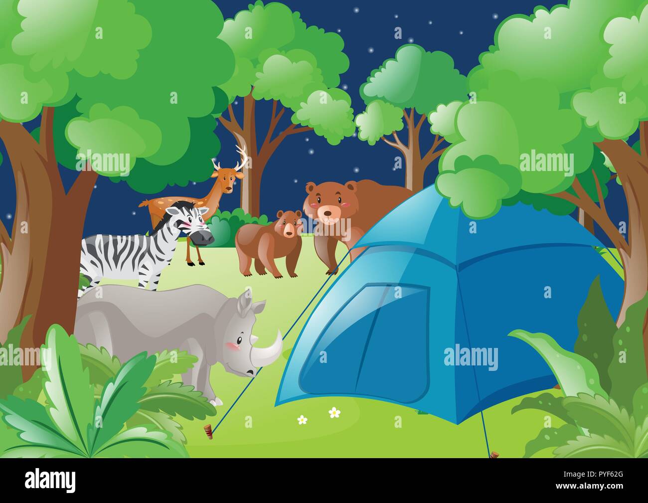 Wild camping scene Stock Vector Images