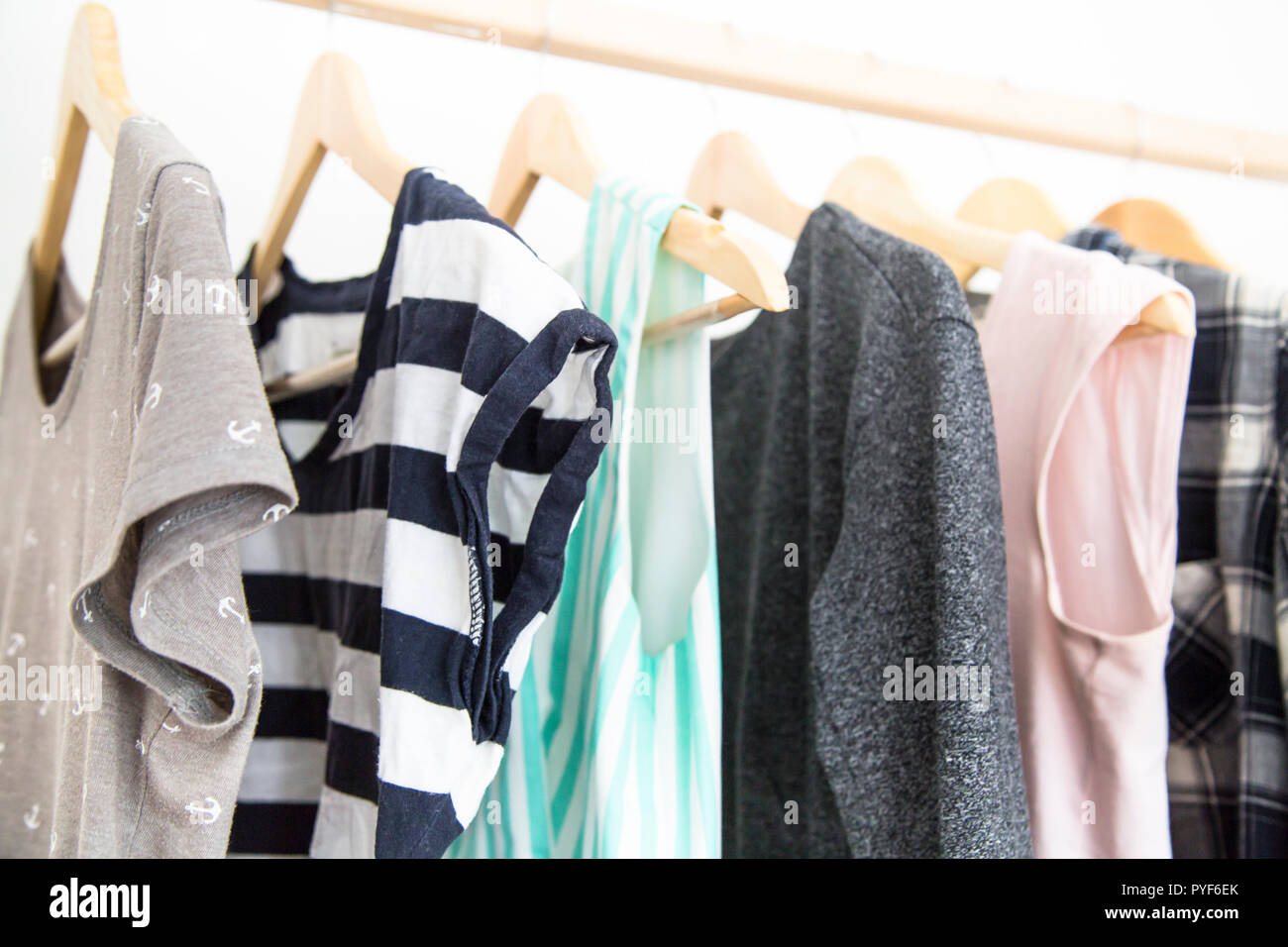 Hangers With Woman Clothes Wardrobe Stock Photo 223454523 Alamy