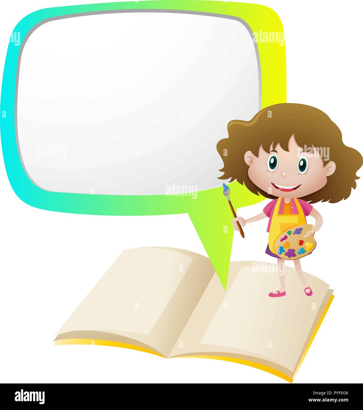 Border template with girl painting illustration Stock Vector Image ...