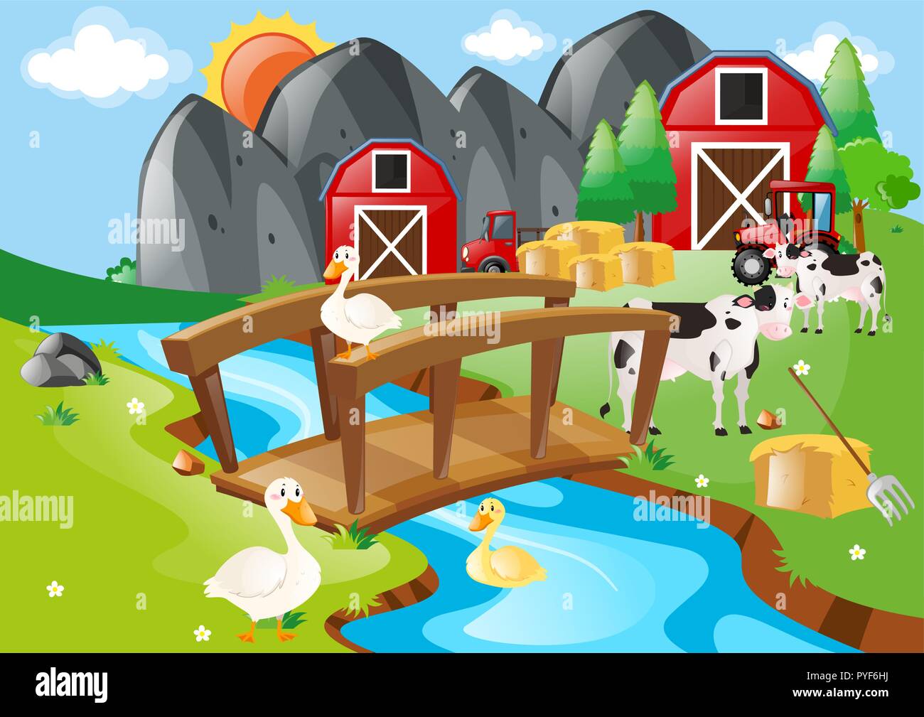 Farm animals living on the farm illustration Stock Vector Image & Art ...
