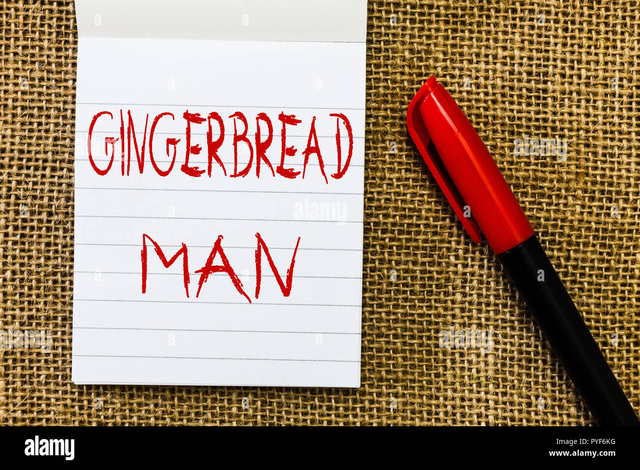 Handwriting text Gingerbread Man. Concept meaning cookie made of