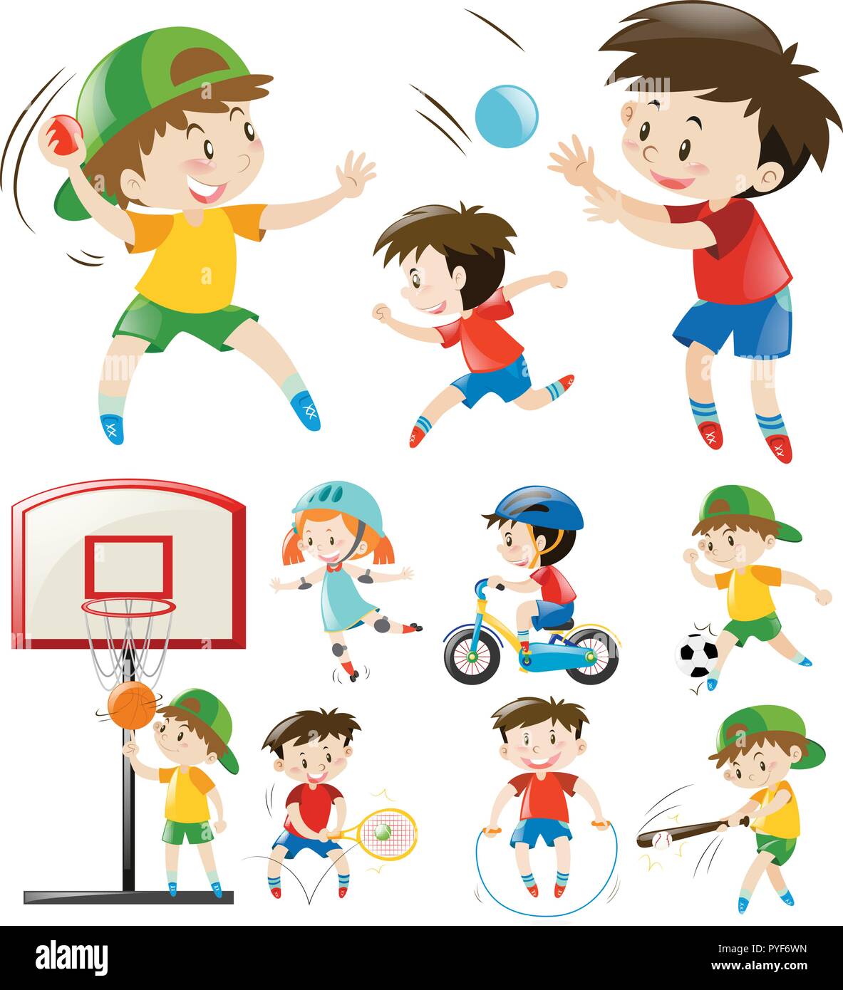 Kids doing different types of sports illustration Stock Vector Image