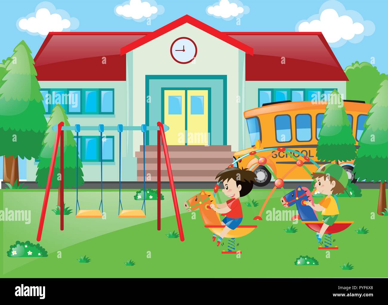 Two boys playing at school illustration Stock Vector Image & Art - Alamy