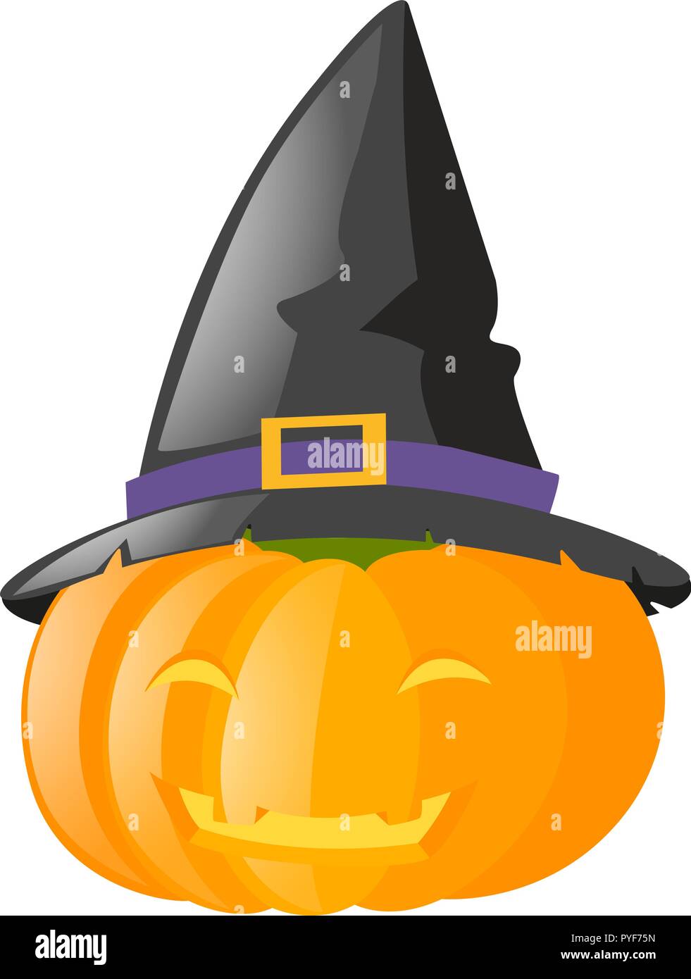 Jack-o-lantern wearing witch hat illustration Stock Vector Image & Art