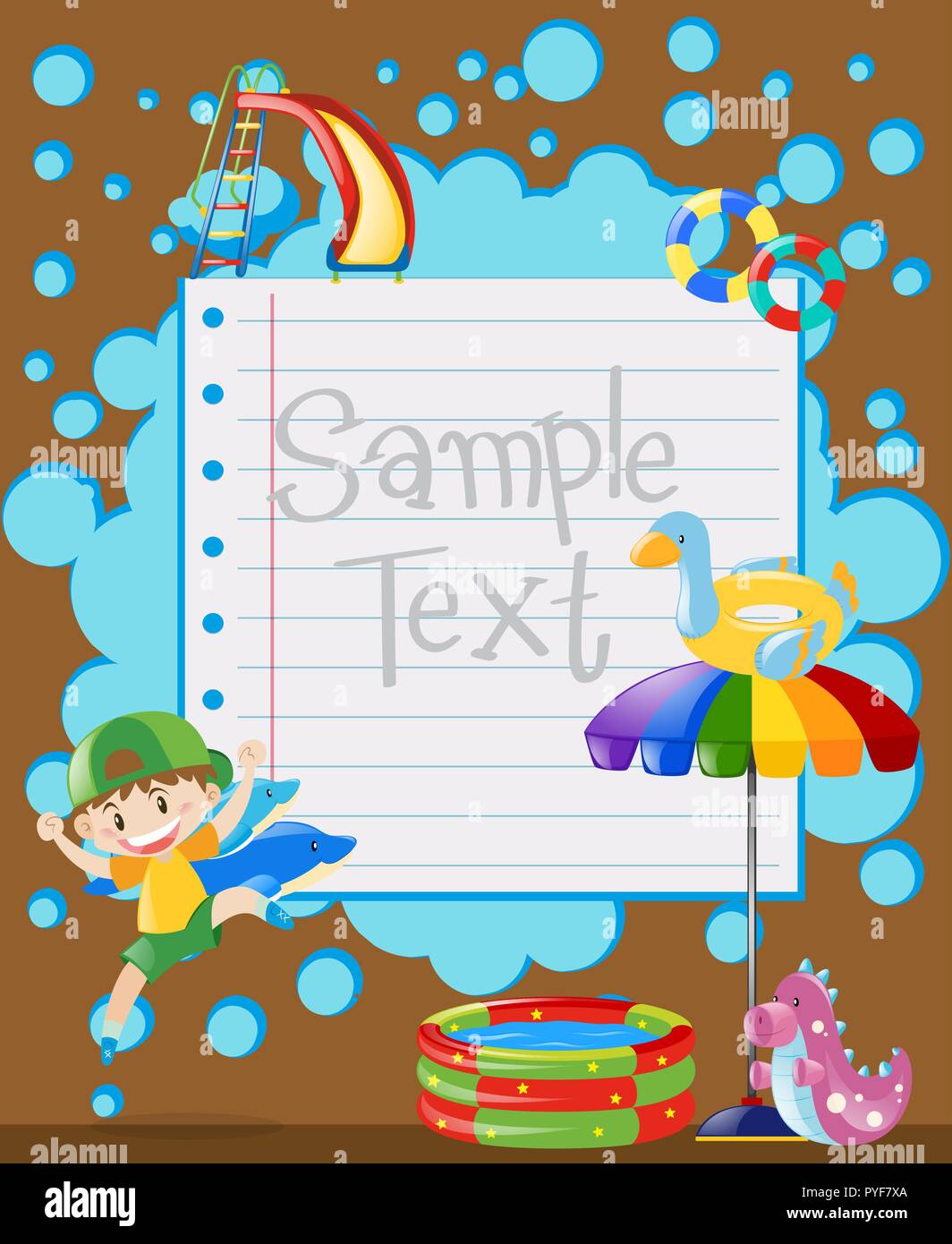 Paper template with happy boy jumping illustration Stock Vector Image ...
