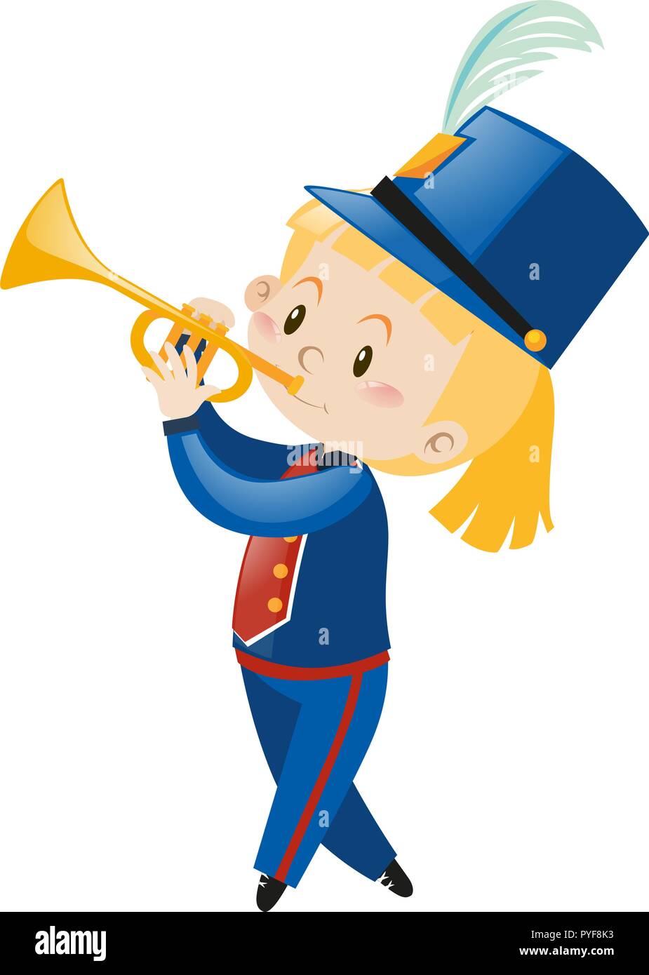 Trumpet player wearing band uniform illustration Stock Vector Image