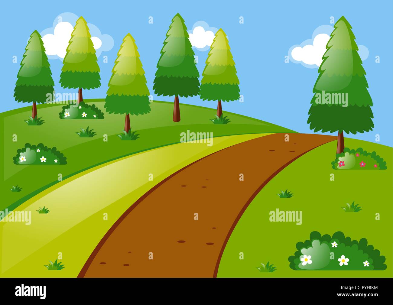 Nature scene with pine trees in park illustration Stock Vector Image ...