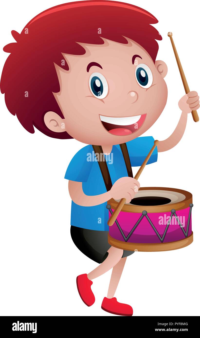 Little boy playing drum illustration Stock Vector Image & Art Alamy