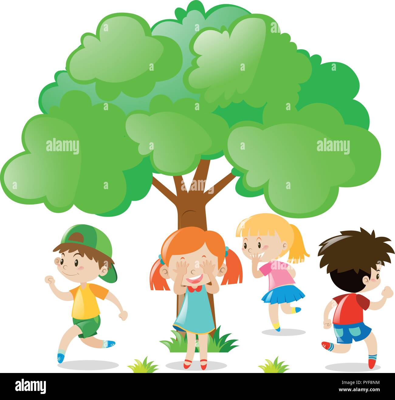 Children playing hide and seek illustration Stock Vector Image & Art - Alamy