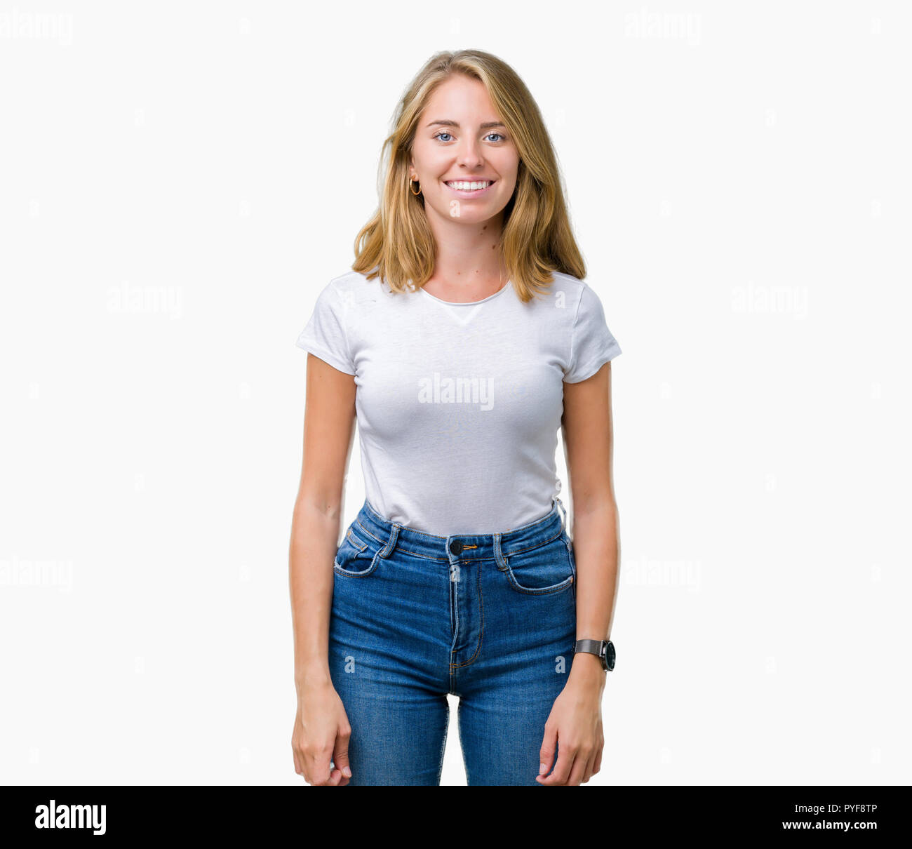Premium Photo  Smiling positive young woman with t-shirt