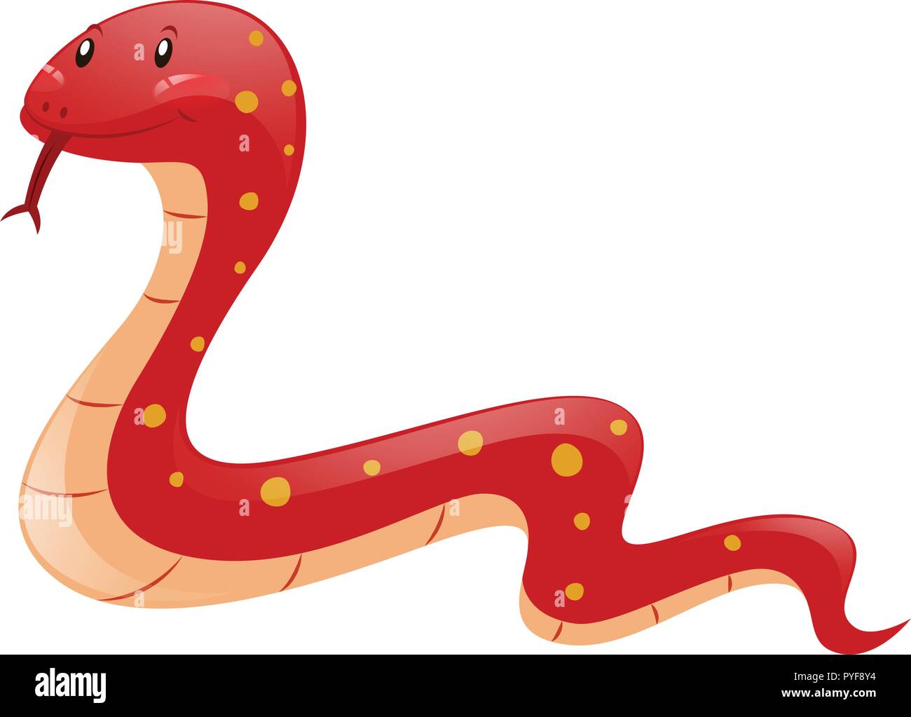 Red snake on white background illustration Stock Vector