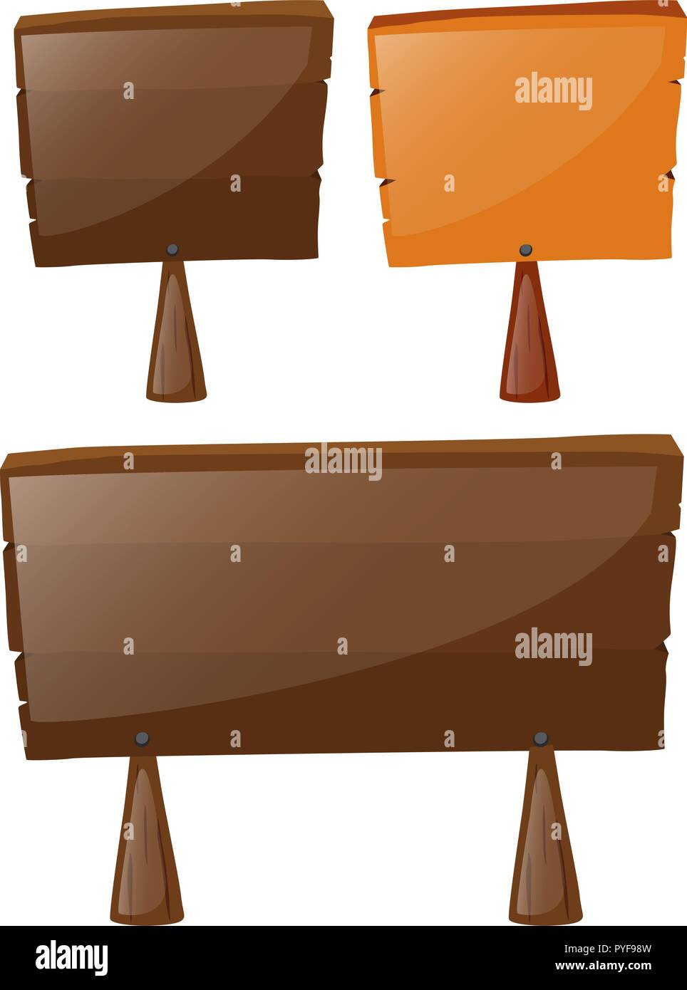 Three wooden signs on white background illustration Stock Vector Image ...