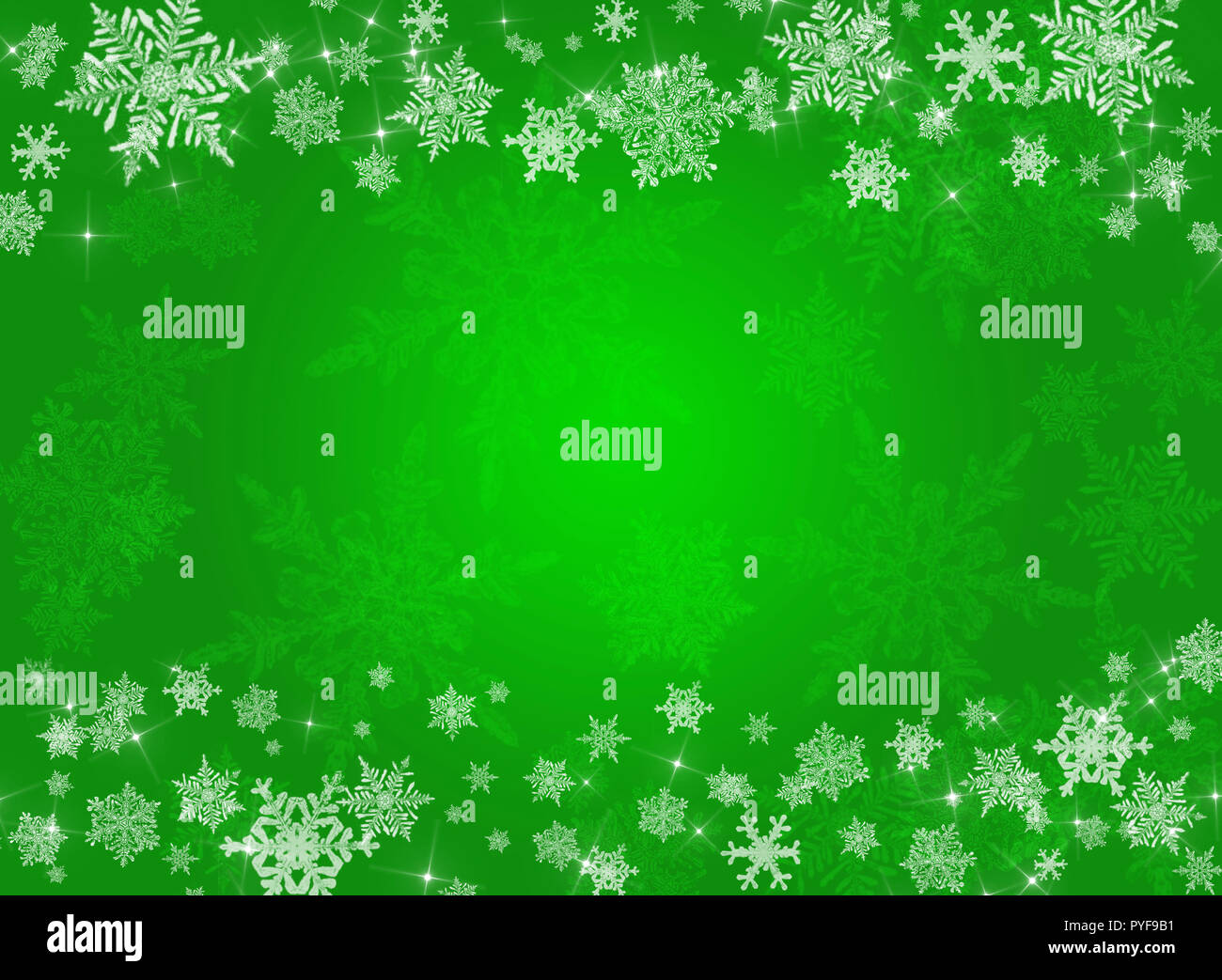 Green christmas background with snowflakes Stock Photo - Alamy