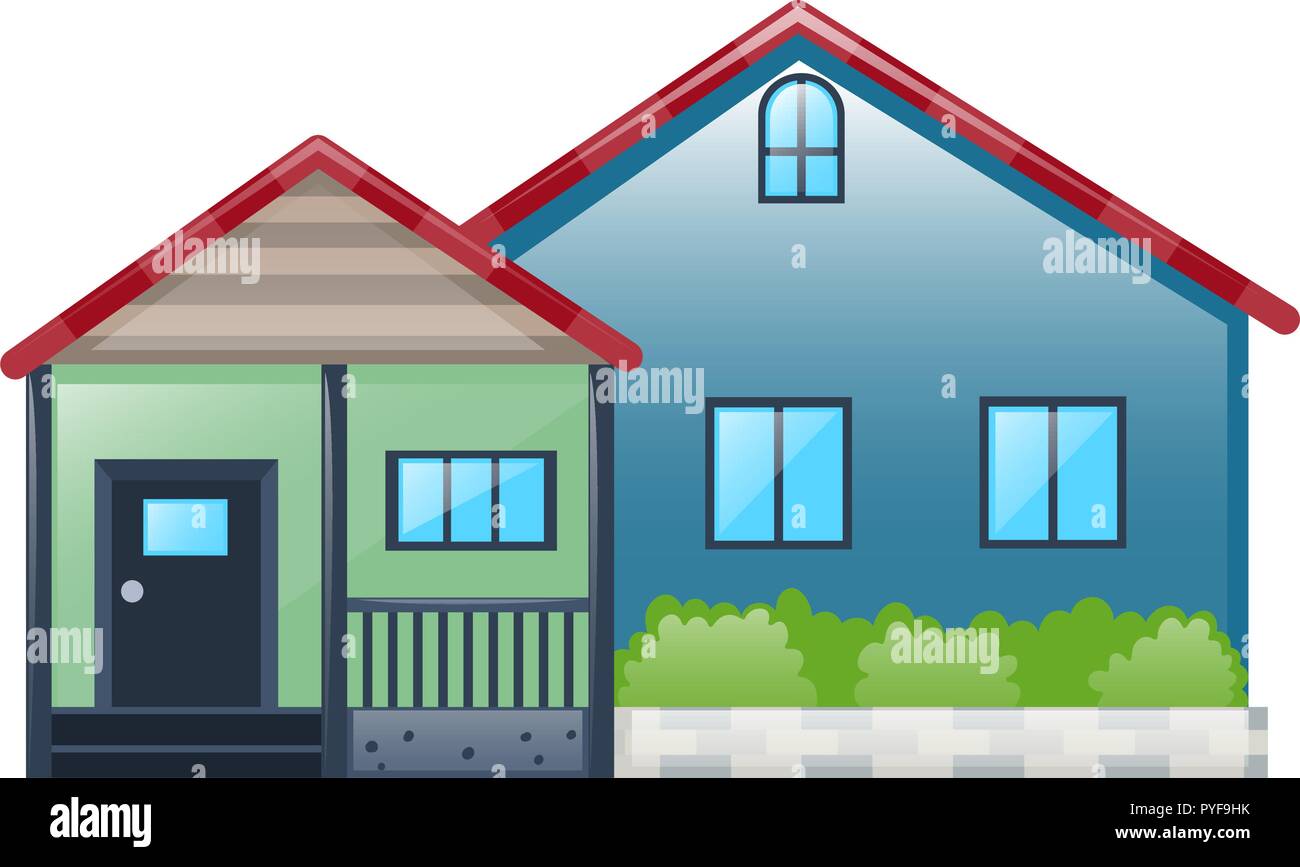 House Painted In Blue Color Illustration Stock Vector Art