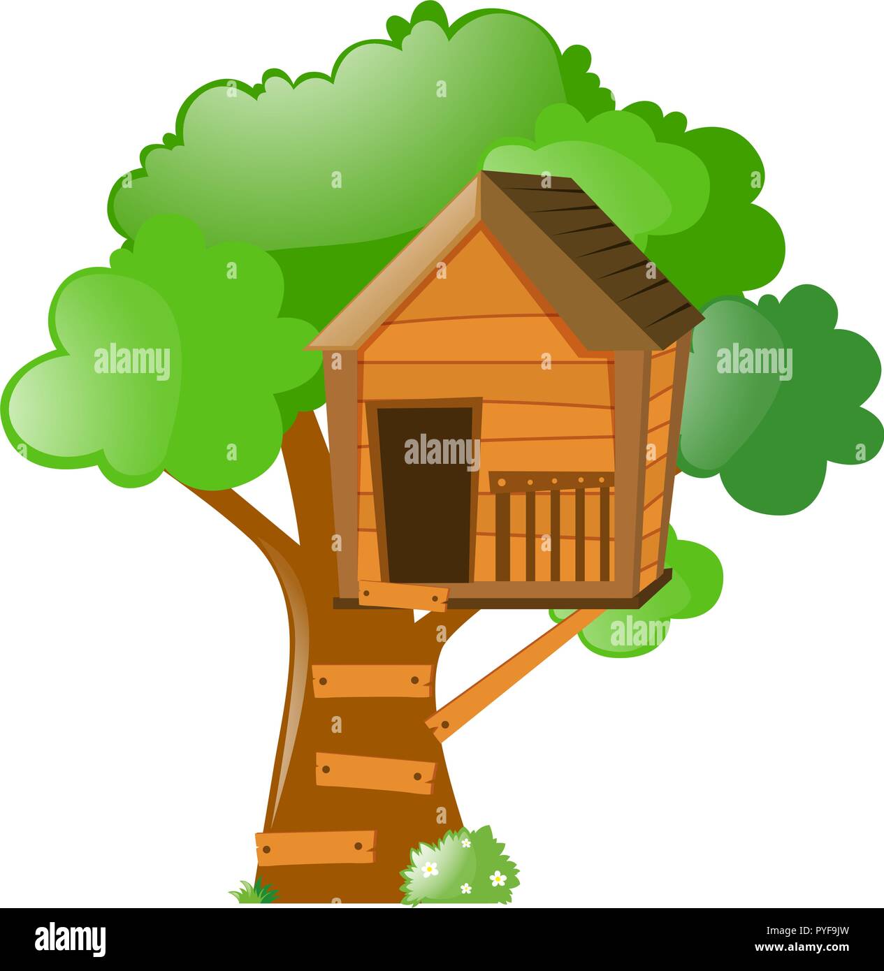 Tree with treehouse on it illustration Stock Vector Image & Art - Alamy